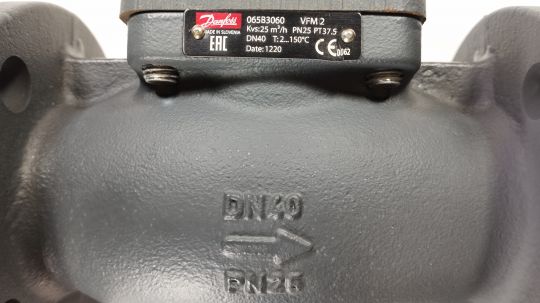 Danfoss 065B3060 - VFM 2 клапан регулирующий двухходовой фланцевый Ду 40 мм, Ру 25 бар, Kvs 25 м3/ч 065B2060