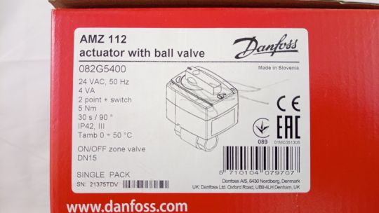 Danfoss 082G5400 - AMZ 112 кран шар 2х поз Ду15 э/п 24В