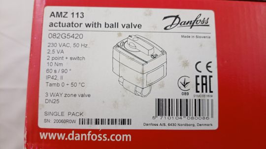 Danfoss 082G5420 - AMZ 113 двухпозиционный зональный кран , Ду 25 напряжение питания 230 В