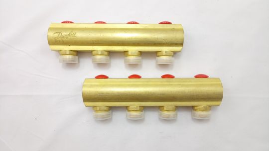 Danfoss 088U0544 - Распределительный коллектор типа FHF с запорным вентилем, конфигурация 4+4