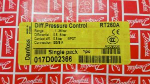 Danfoss 017D002366 — Реле перепада давления RT260A, диапазон настройки уставки 0,5-6 бар, дифференциал 0,5 бар, присоединение G 3/8