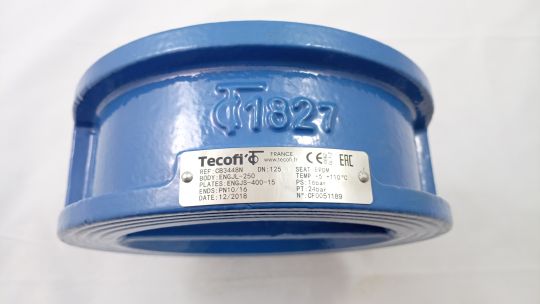 Tecofi Обратный клапан двухстворчатый чугун CB3448 CB3448N-EP0125 Ду125 Ру16 межфл ст/чуг T=110