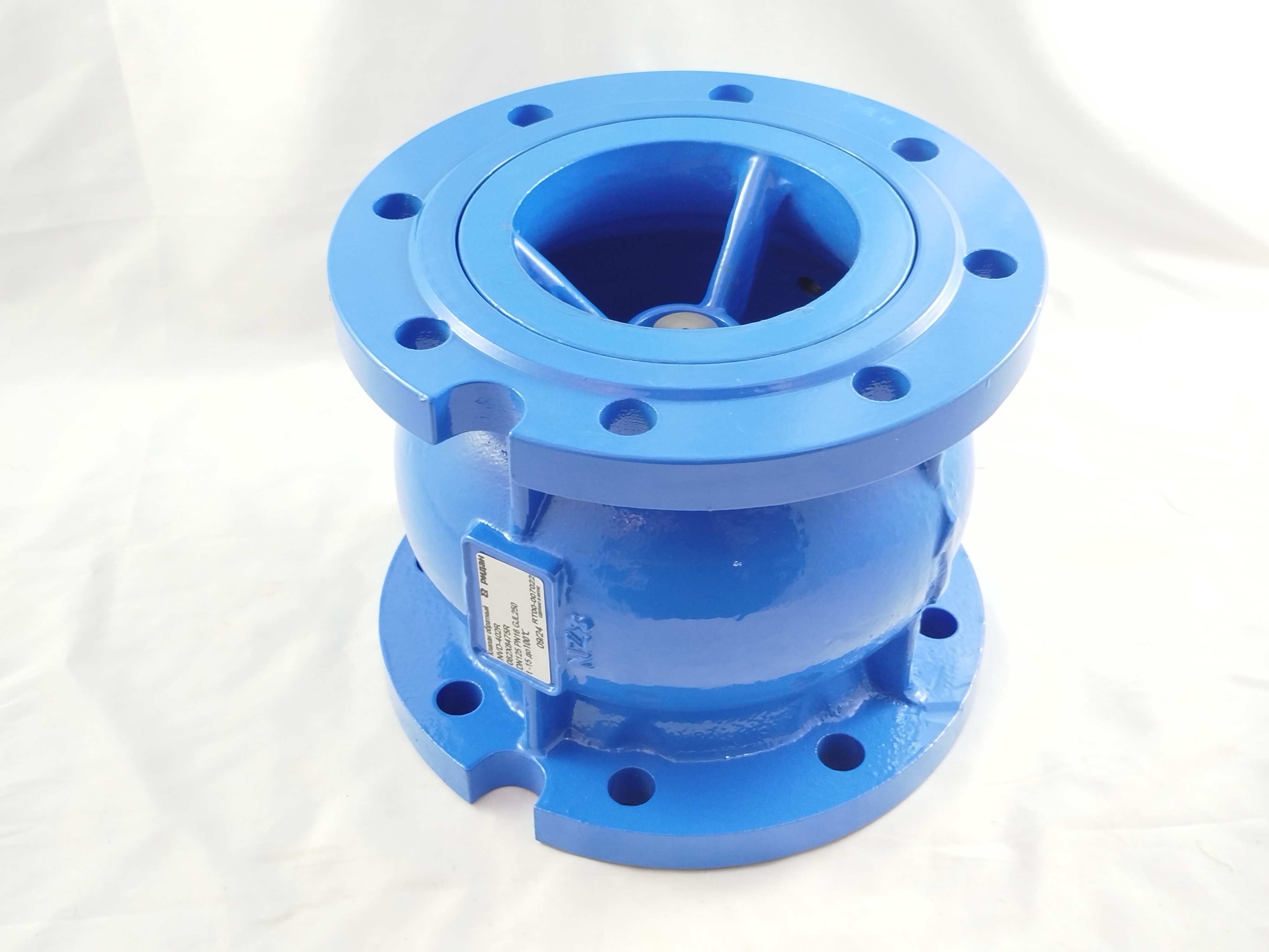 Ridan 082X8475R - NVD-402R PN16 DN125 Клапан обратный фланцевый пружинный с аксиальным затвором, чугун GJL250